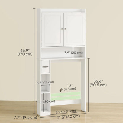 Over Toilet Storage Cabinet, 2 Doors, Toilet Paper Holder, White Bathroom Cabinets at Gallery Canada