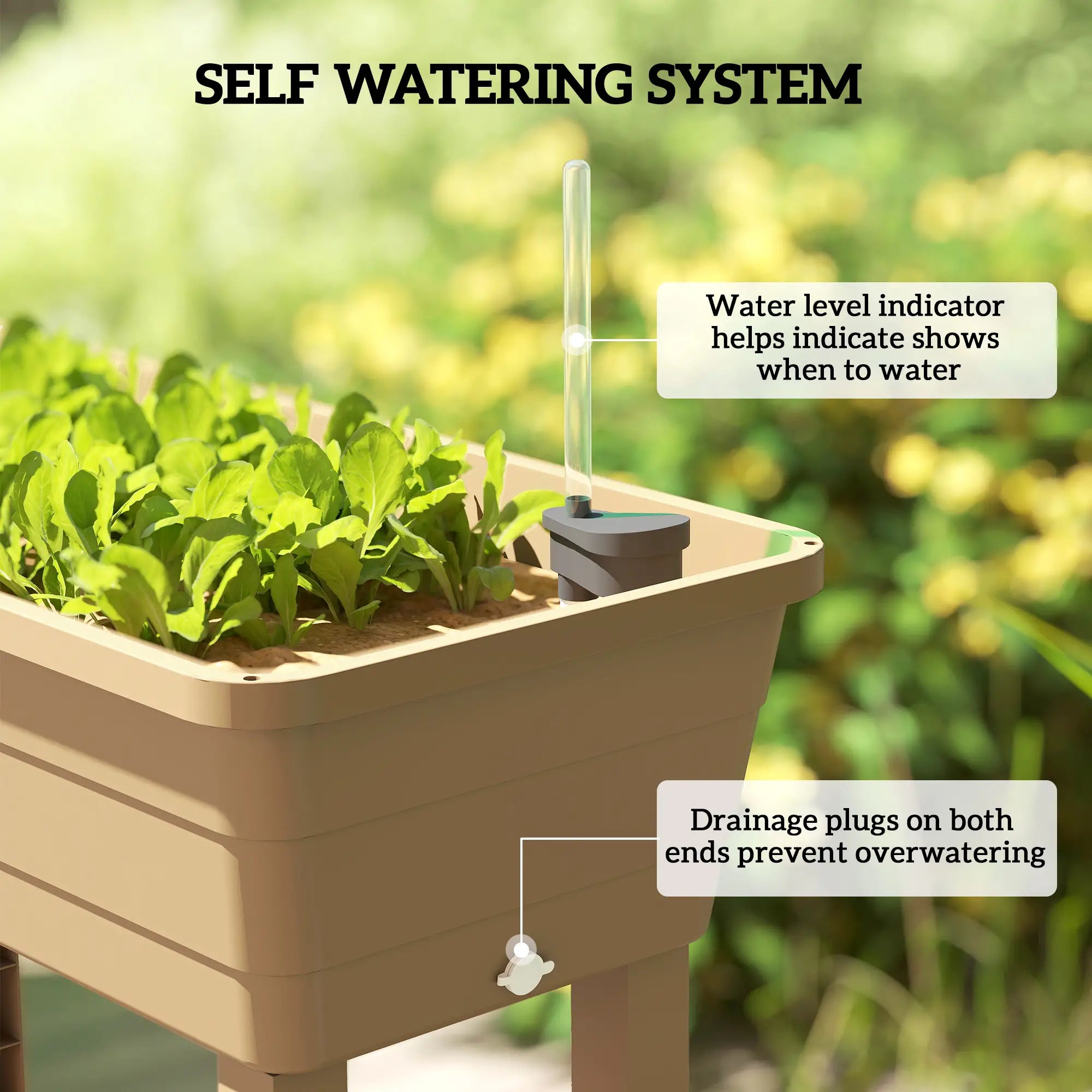 41L Self Watering Raised Garden Bed, Transparent Lid, Storage Shelf, Brown Elevated Garden Beds at Gallery Canada