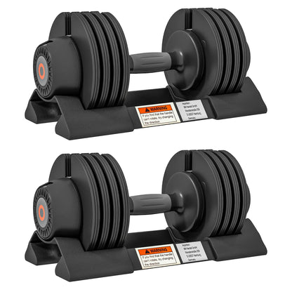 4-Level Adjustable Dumbbells, 2 x 22lbs, Non-Slip Handles, Rubber Weights Dumbbells & Barbells at Gallery Canada