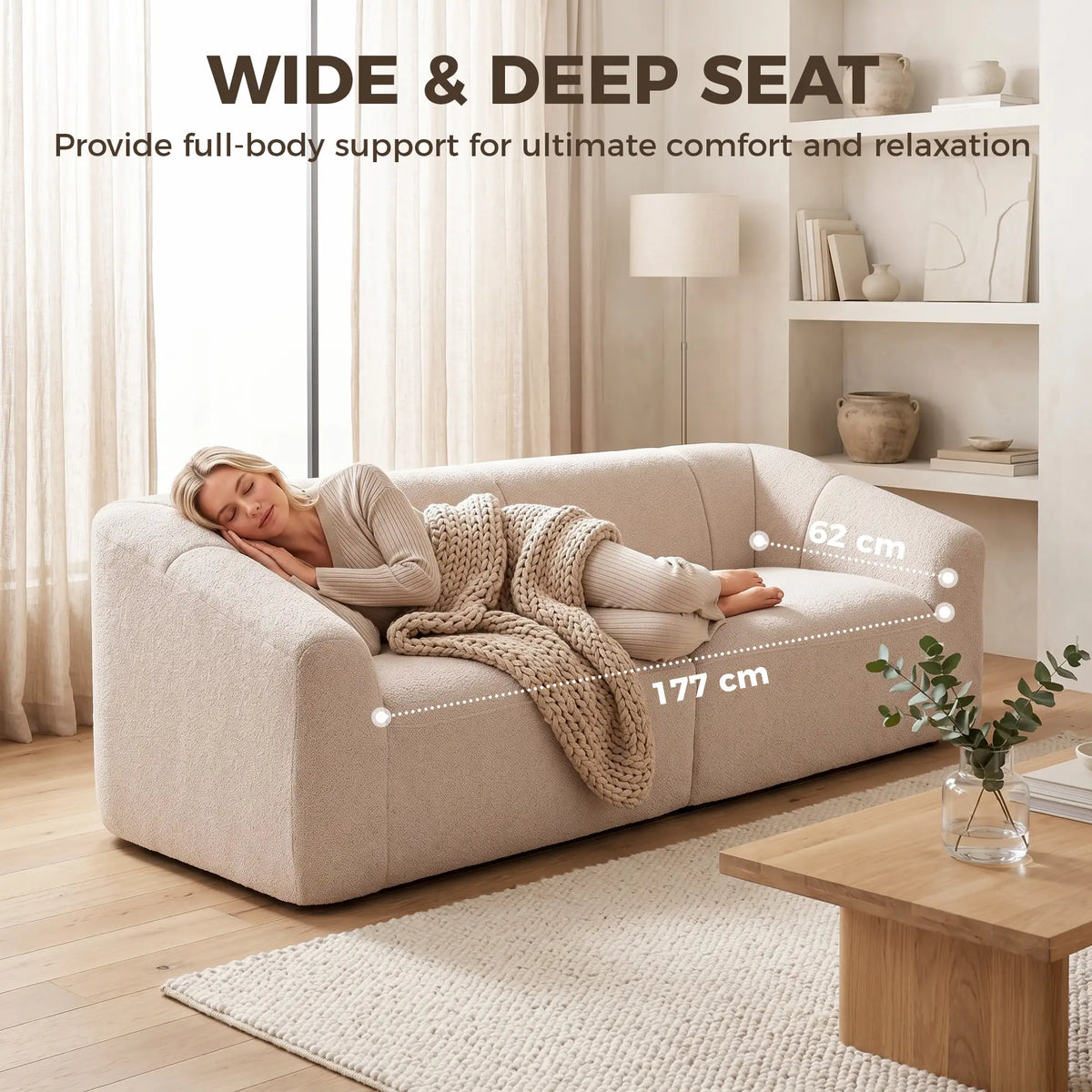3-Seater Chenille Cloud Couch, Beige 3-Seater Sofas at Gallery Canada