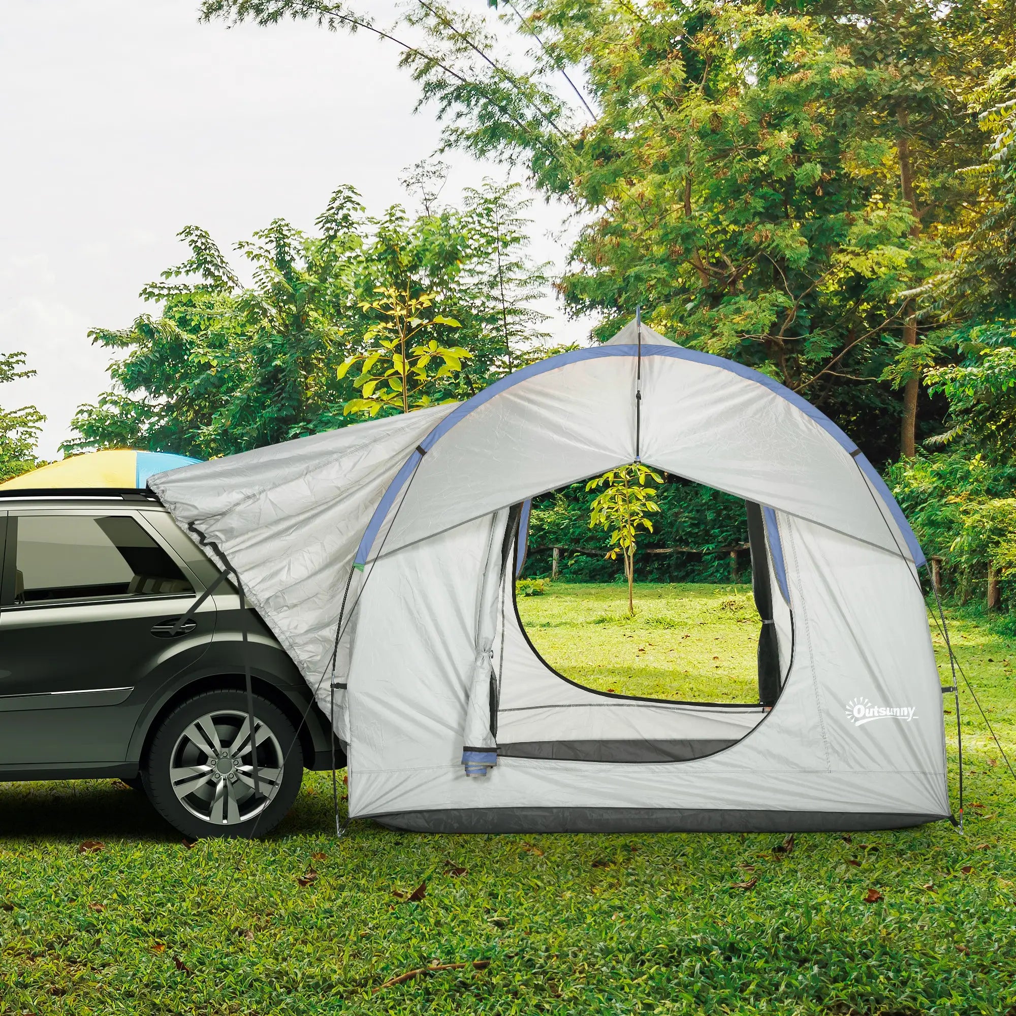 2000mm Waterproof SUV Tent, 3 Doors, Mesh Window, Grey, Blue Camping Tents at Gallery Canada