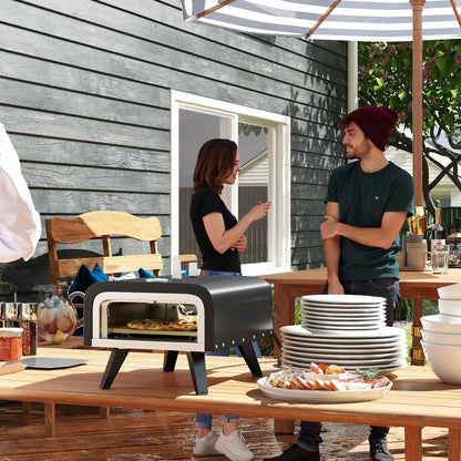 Portable Gas Pizza Oven, 12" Stone, Thermometer, Foldable Legs, Black Propane Gas Grills at Gallery Canada