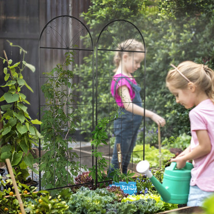 Metal Garden Trellis, Pack of 2, Arched Grid Panels, 20" x 60", Black Plant Stands at Gallery Canada