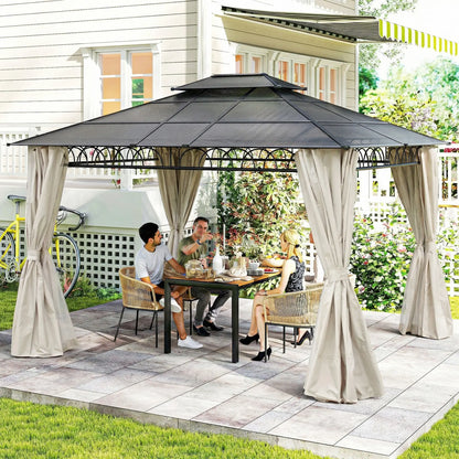 10' x 12' Outdoor Gazebo, Double Roof Hardtop With Polycarbonate Roof Gazebos at Gallery Canada