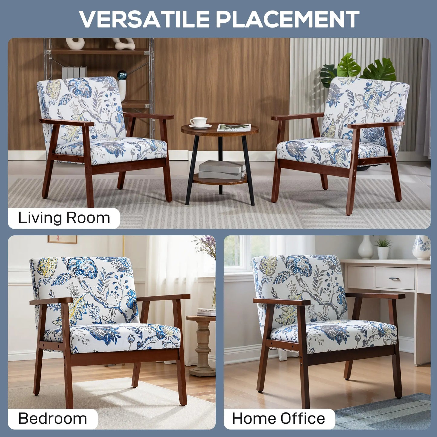 Modern Accent Chair, Upholstered Linen-Feel Armchair, Multicolored Accent Chairs at Gallery Canada