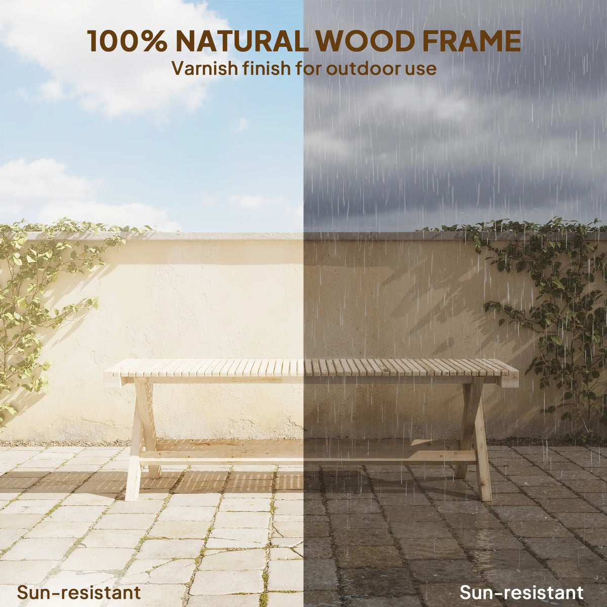 55.1" Garden Bench, 2-Seater Outdoor Bench, Natural Wood Finish Outdoor Benches at Gallery Canada