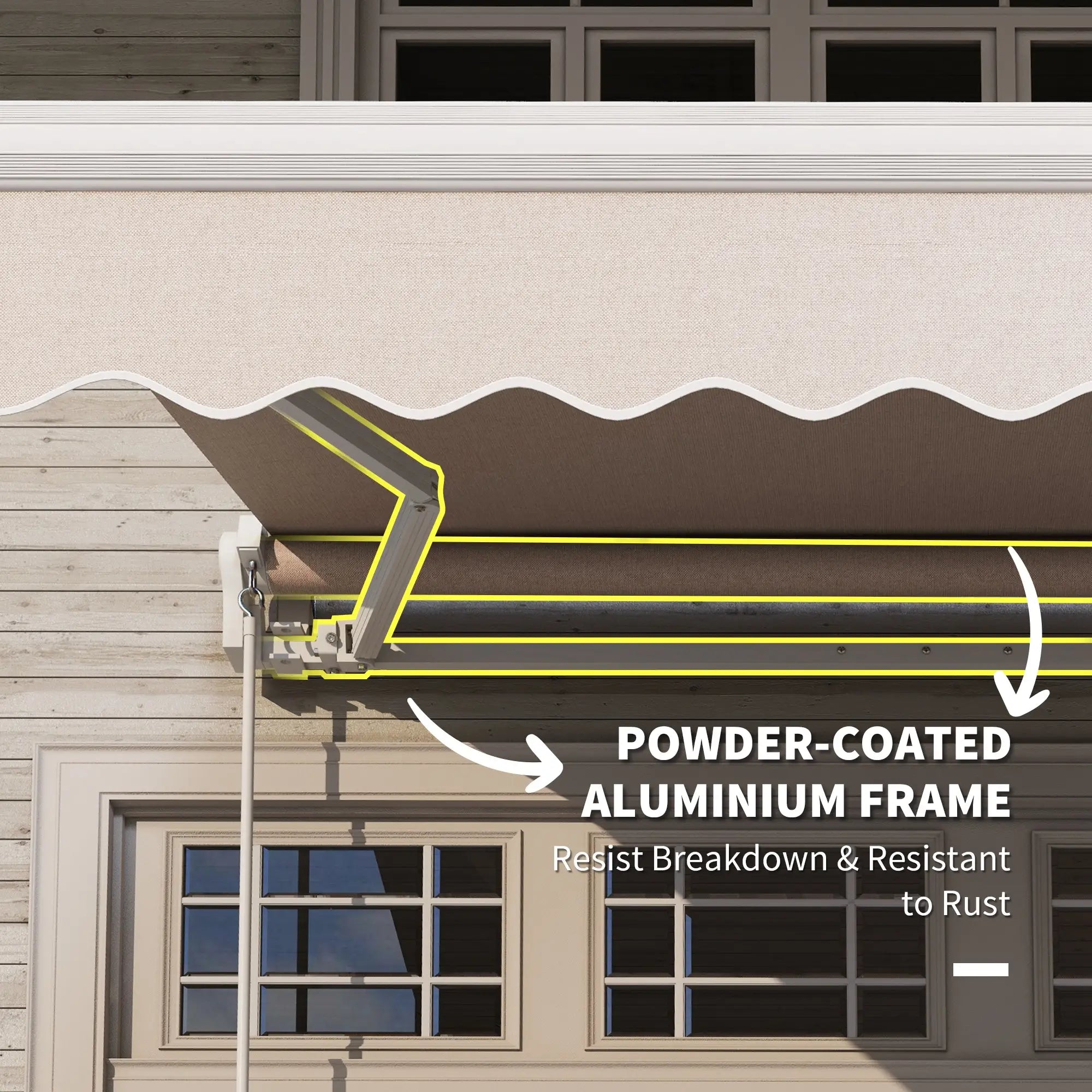 8'x7' Patio Awning, Manual Retractable Sun Shade, Outdoor Deck Canopy Shelter, Beige Patio Awnings at Gallery Canada