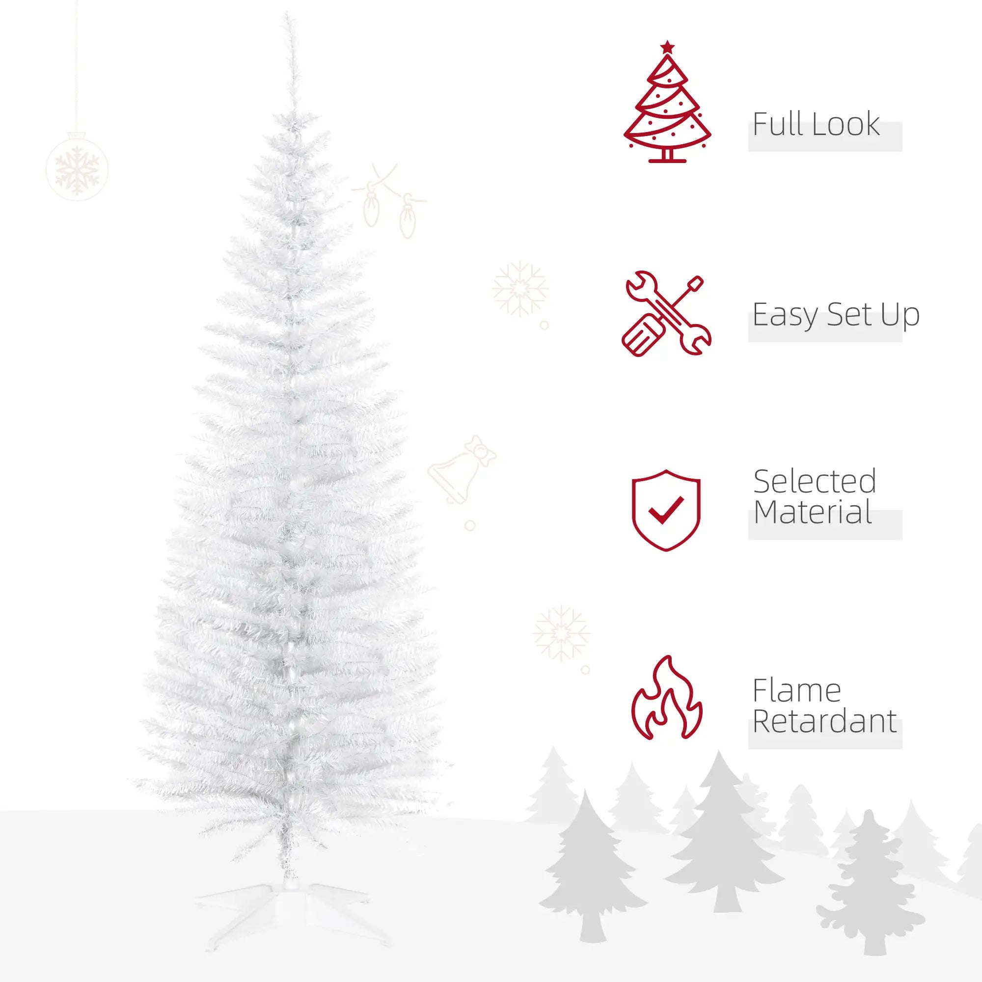 5FT Artificial Pencil Christmas Tree, Realistic Branches, White Pencil Christmas Trees at Gallery Canada