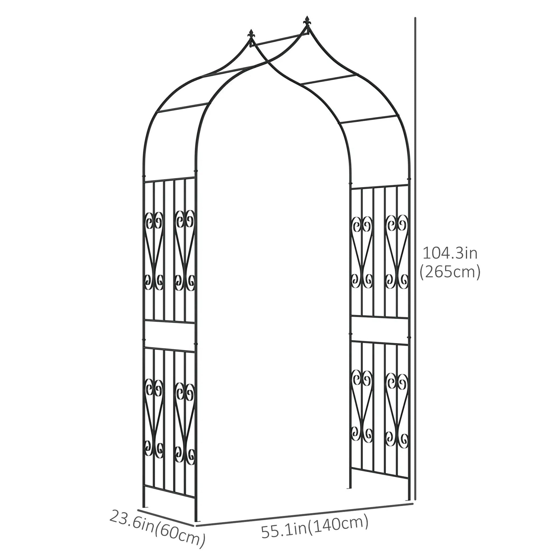 8.7FT Garden Arch Trellis, Outdoor Wedding Arbor, Scrollwork Design Garden Arches at Gallery Canada