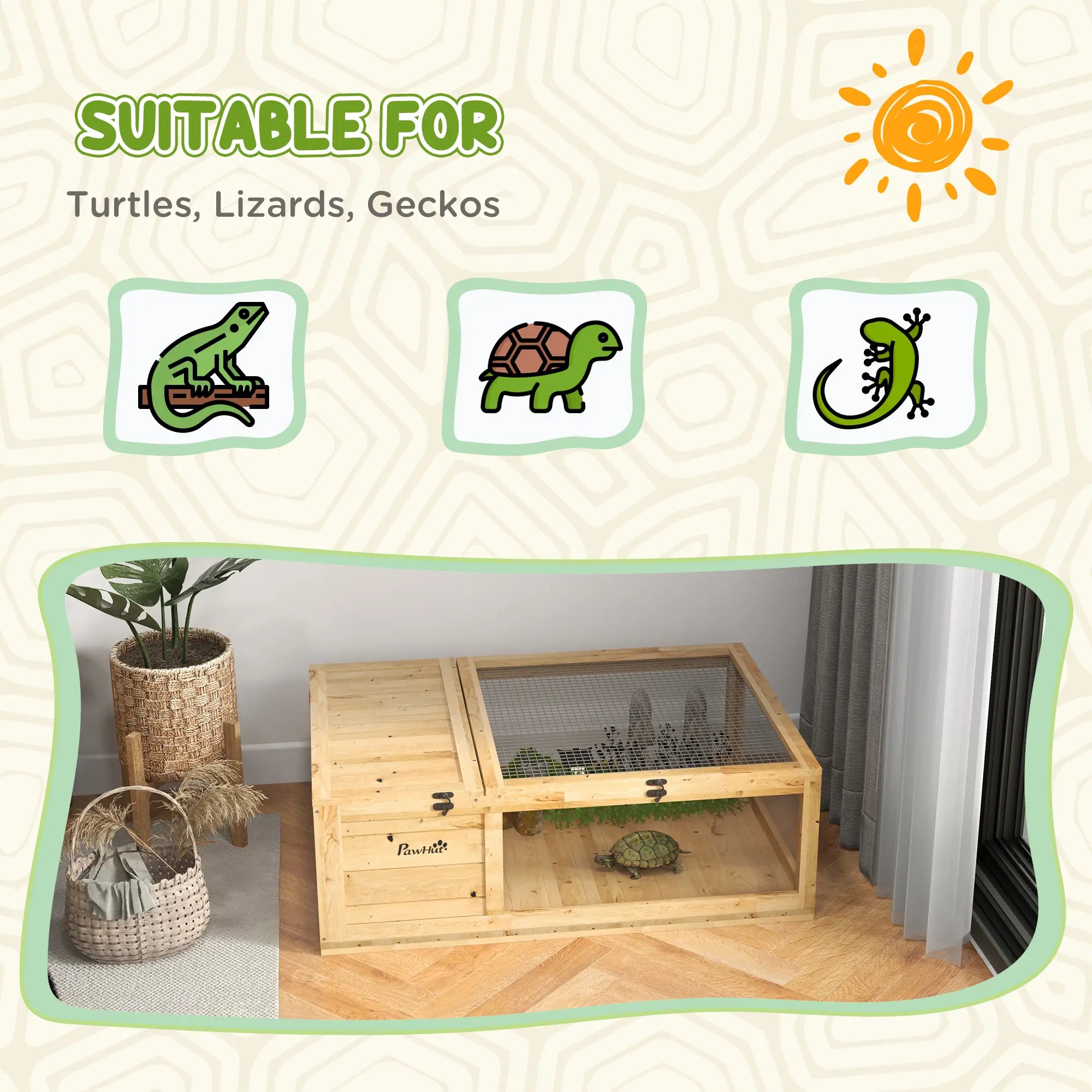 Wood Tortoise House for Lizards, Geckos, 35.8