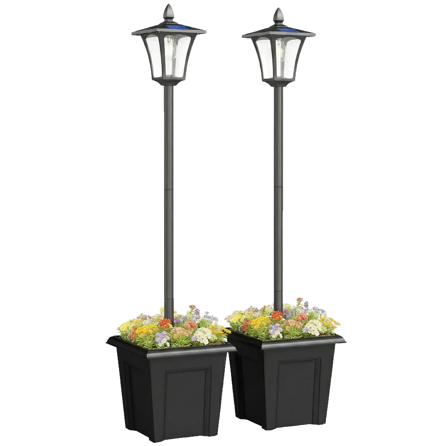 63" Solar Lamp Post Lights 2 Pack, Waterproof LED, Black Solar Post Lamps Black at Gallery Canada