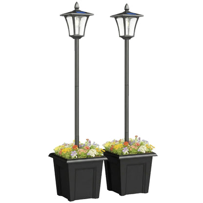 63" Solar Lamp Post Lights 2 Pack, Waterproof LED, Black Solar Post Lamps Black at Gallery Canada