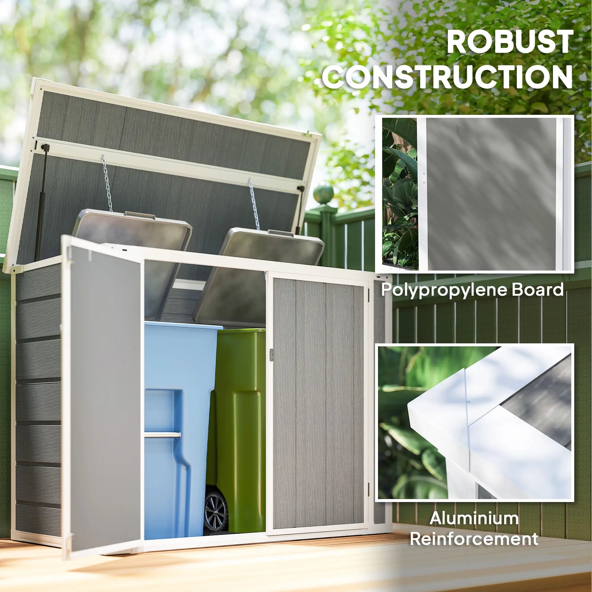 41 Cu. Ft. Outdoor Storage Shed, Horizontal Trash Can Storage, Grey Sheds at Gallery Canada