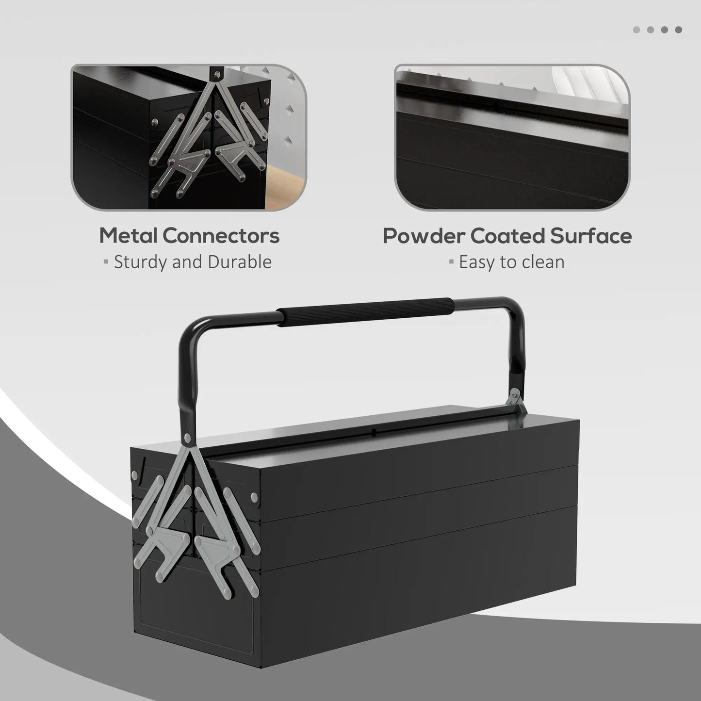 22 Inches Metal Tool Box, 5-Tray Cantilever Steel Chest, Black Tool Organizers at Gallery Canada