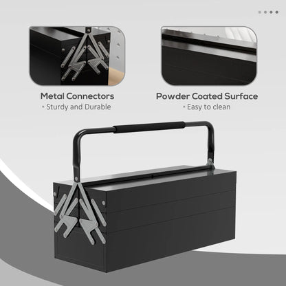22 Inches Metal Tool Box, 5-Tray Cantilever Steel Chest, Black Tool Organizers at Gallery Canada