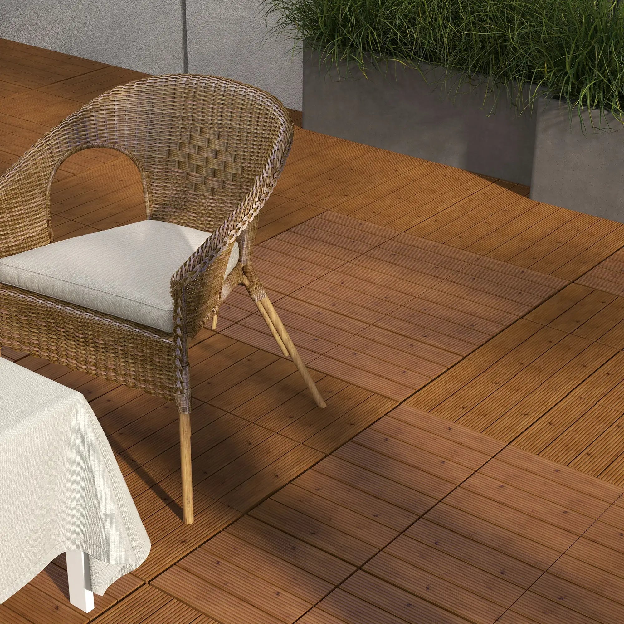 12 Pcs Wooden Deck Tiles, Outdoor Flooring, All Weather, Brown Deck Tiles at Gallery Canada