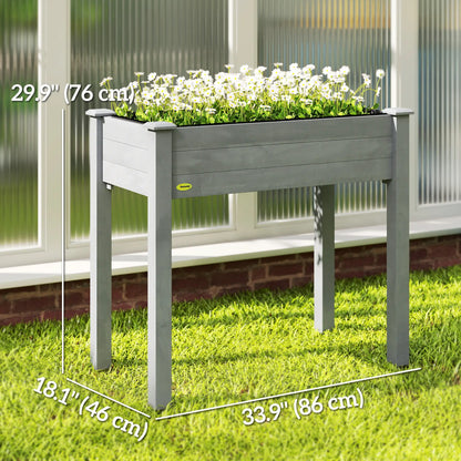 34"x18"x30" Wooden Raised Garden Bed, Elevated Planter Box with Legs, Dark Grey Raised Garden Beds at Gallery Canada