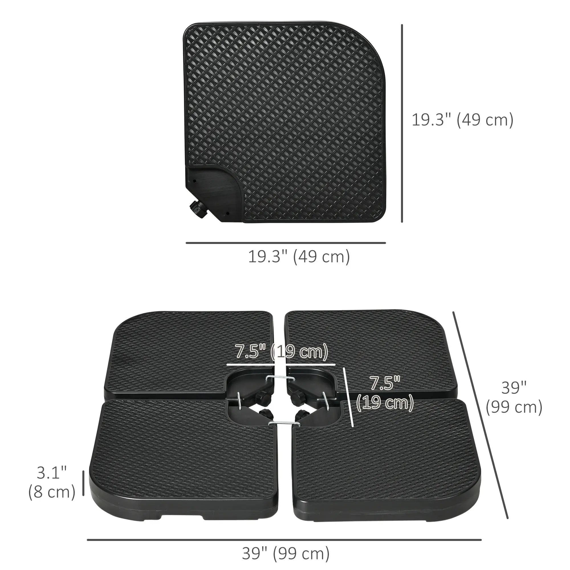 4PCs Cantilever Umbrella Base Weights, HDPE Water or Sand Filled, Black Umbrella Bases at Gallery Canada