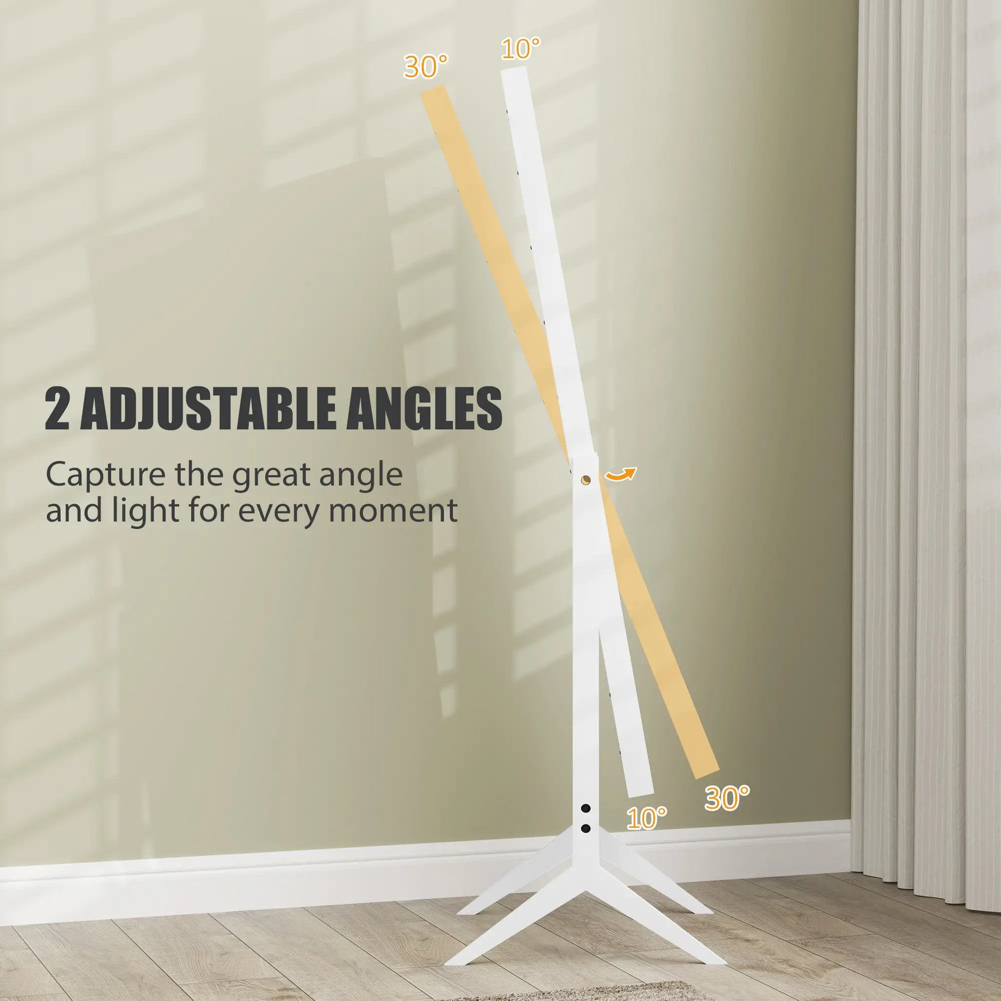 60" x 18" Free Standing Mirror with Lights, Adjustable Angles, White Full Length Mirrors at Gallery Canada