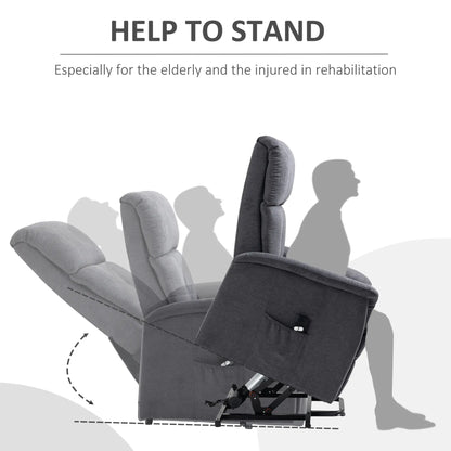 Power Lift Chair, Electric Recliner Sofa with Remote, Side Pocket, Grey Electric Power Lift Chairs at Gallery Canada