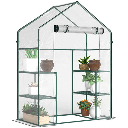 56" x 29" x 77" Walk-In Greenhouse, 4 Shelves, Roll-Up Door, Clear Mini Greenhouses at Gallery Canada