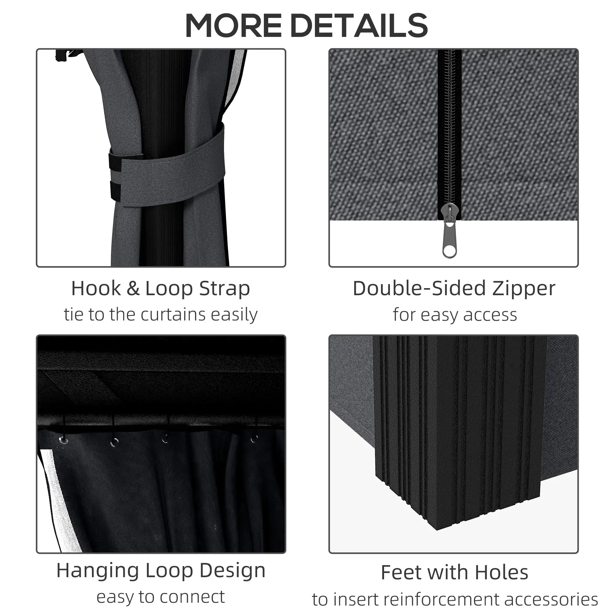 10' x 12' Outdoor Gazebo, Galvanized Canopy, Netting Sidewalls, Dark Grey Gazebos at Gallery Canada