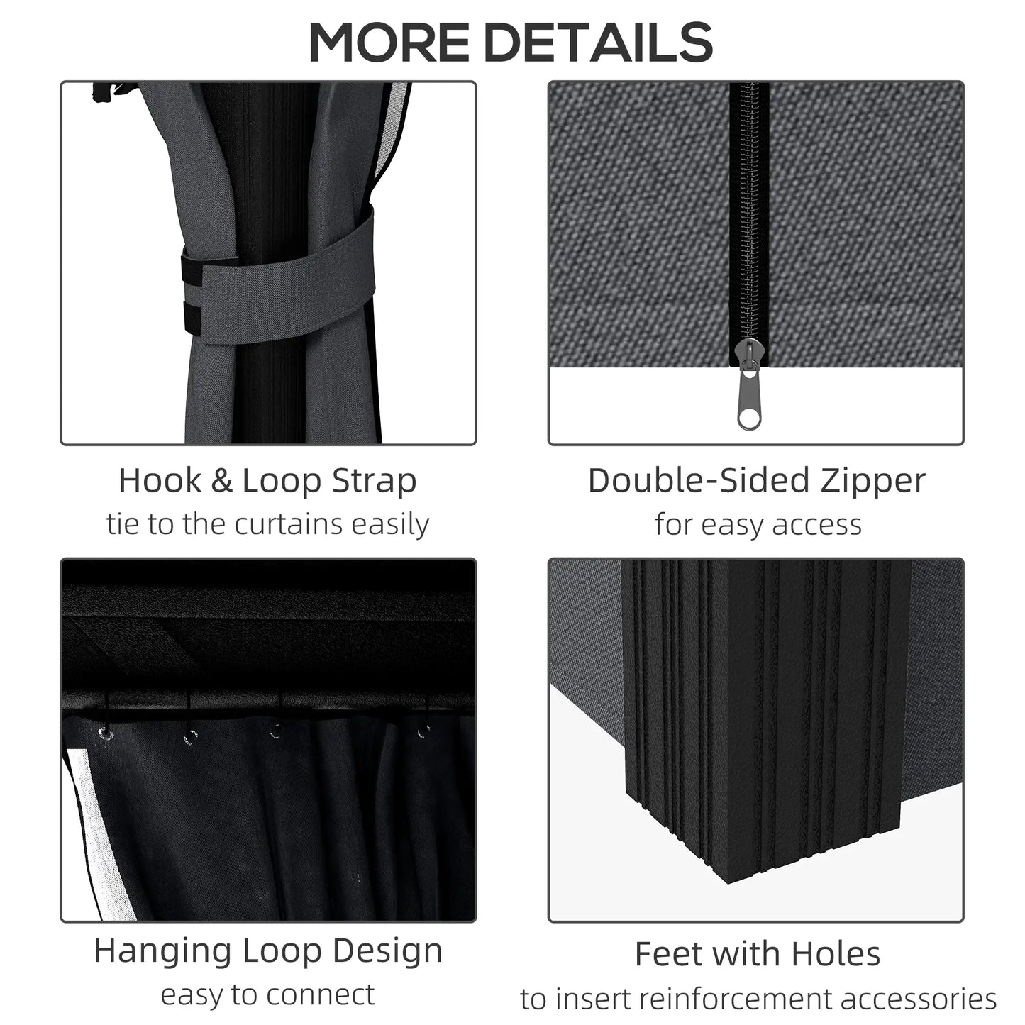 10' x 12' Outdoor Gazebo, Galvanized Canopy, Netting Sidewalls, Dark Grey Gazebos at Gallery Canada