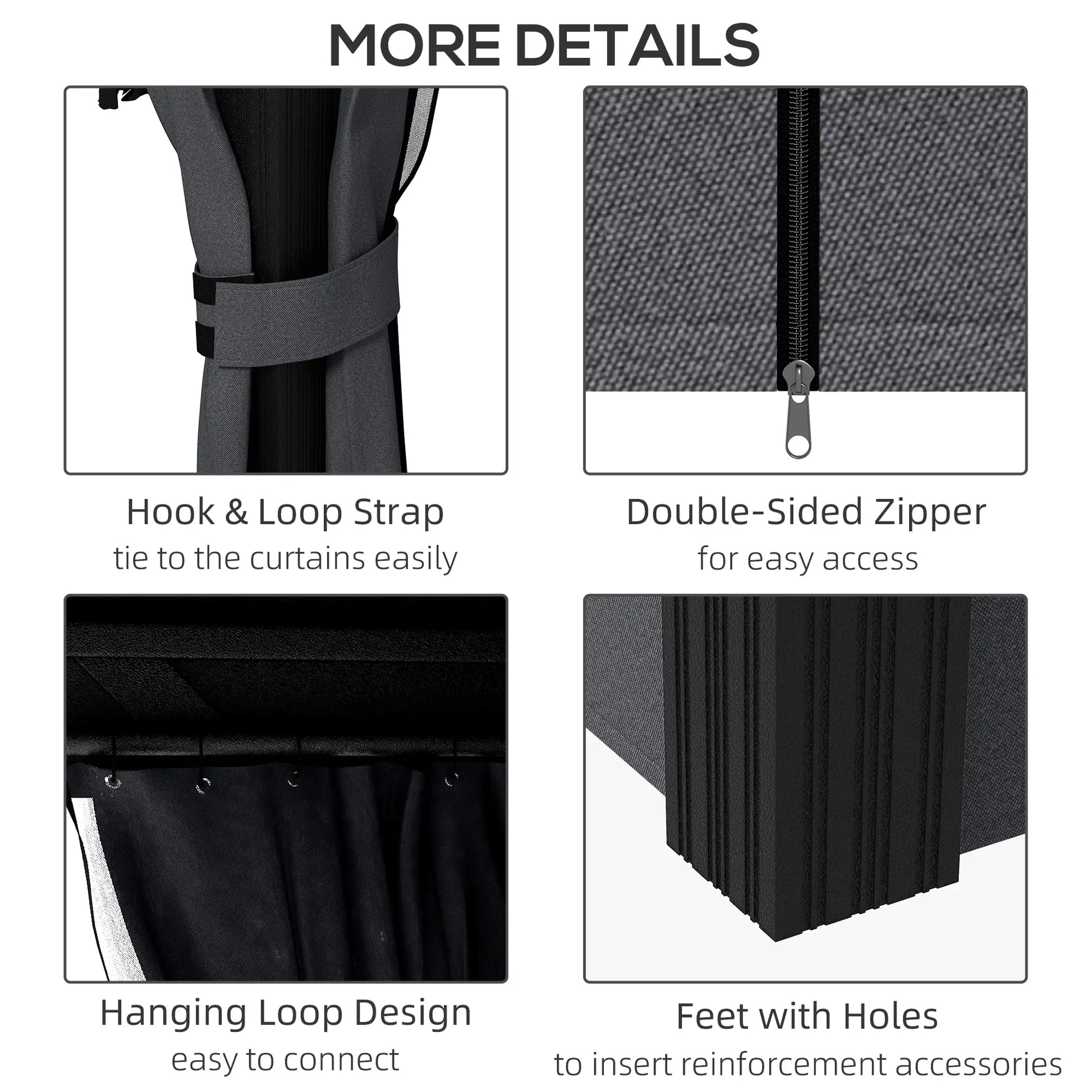 10' x 12' Outdoor Gazebo, Galvanized Canopy, Netting Sidewalls, Dark Grey Gazebos at Gallery Canada