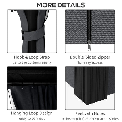 10' x 12' Outdoor Gazebo, Galvanized Canopy, Netting Sidewalls, Dark Grey Gazebos at Gallery Canada