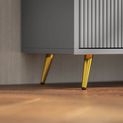 TV Stand for 55 Inch TV, 2 Open Shelves, 2 Cabinets, Grey TV Stands at Gallery Canada