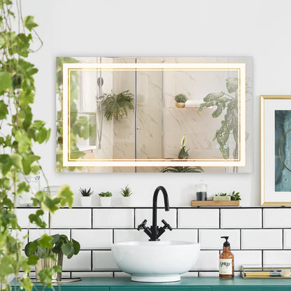 40" x 24" LED Bathroom Mirror, Dimmable, 3 Color, Touch Control, Color Wall Mirrors at Gallery Canada
