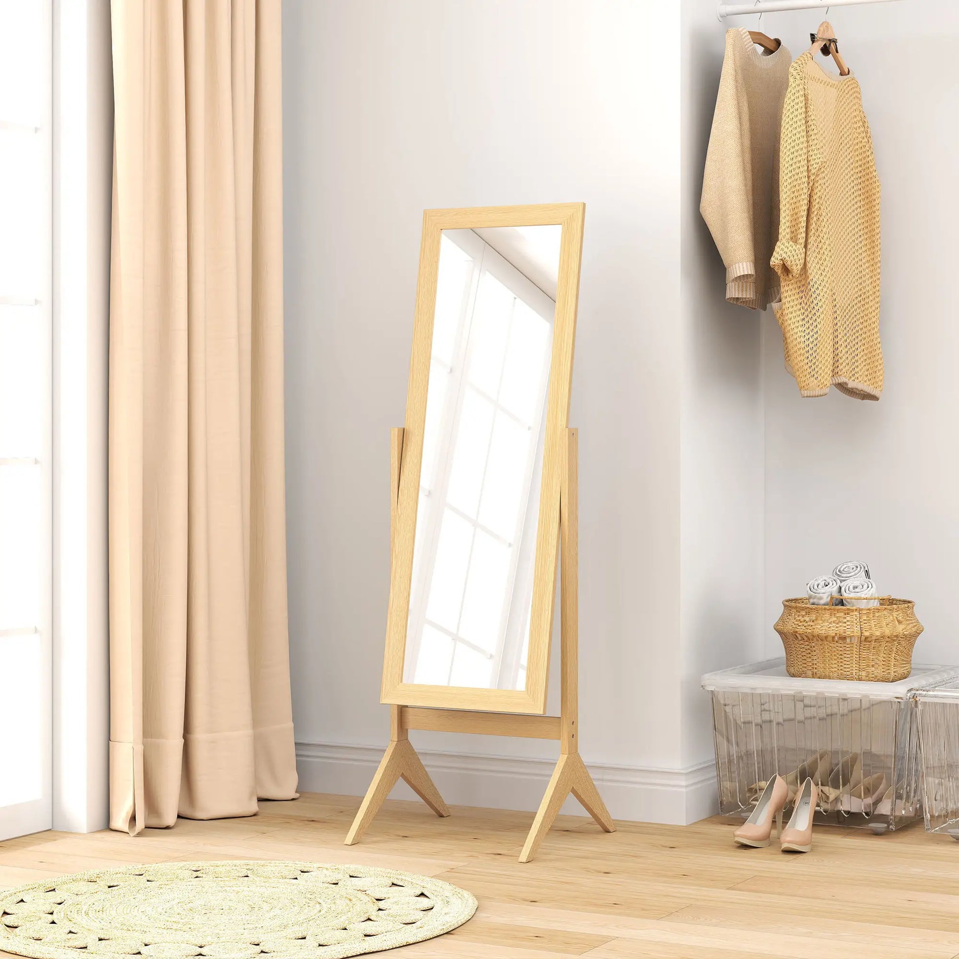 Adjustable Angle Full Length Mirror, Oak Full Length Mirrors at Gallery Canada