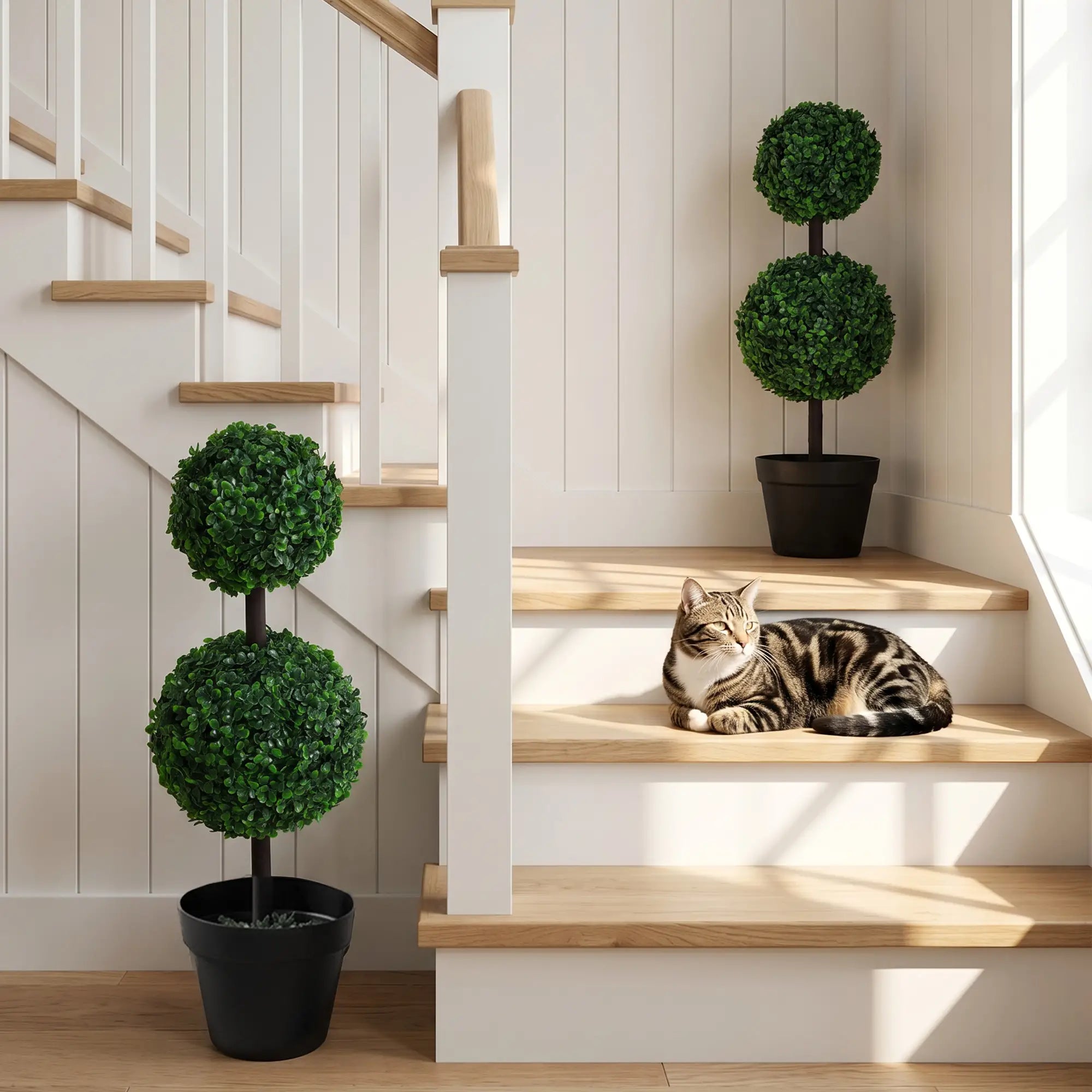 Artificial Topiary Tree Set, 2 Ball Design, Home Office Decor, Dark Green Artificial Trees at Gallery Canada