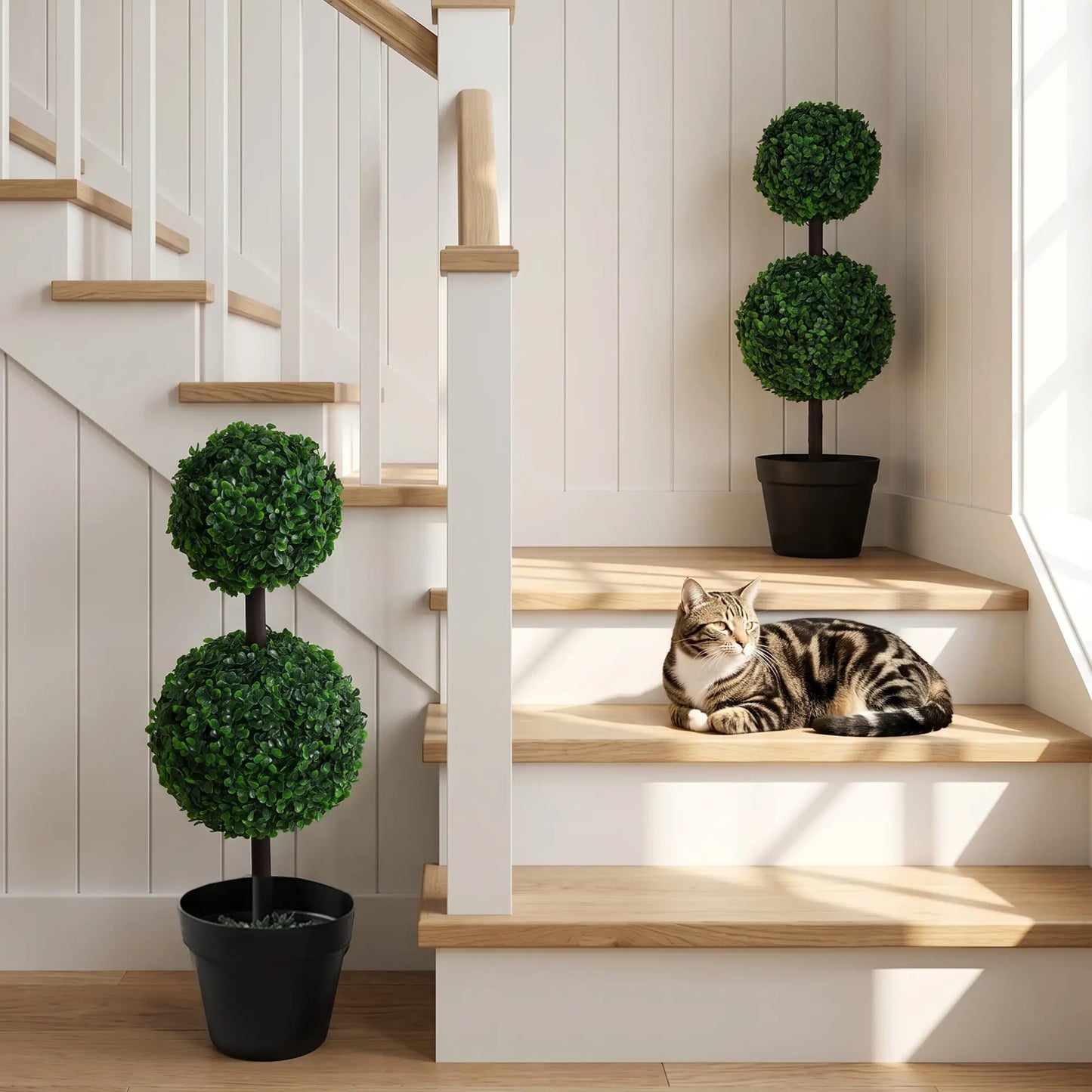 Artificial Topiary Tree Set, 2 Ball Design, Home Office Decor, Dark Green Artificial Trees at Gallery Canada