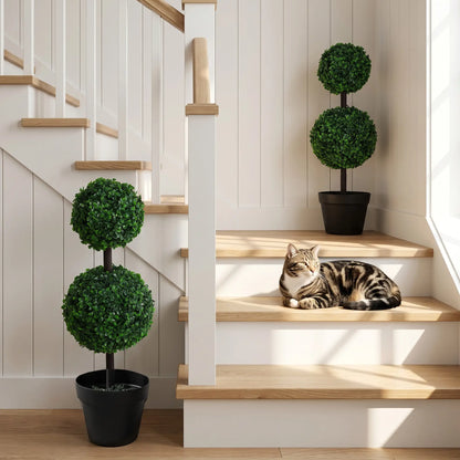 Artificial Topiary Tree Set, 2 Ball Design, Home Office Decor, Dark Green Artificial Trees at Gallery Canada