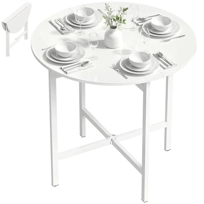 Folding Drop Leaf Dining Table, 80 cm, White Dining Tables at Gallery Canada
