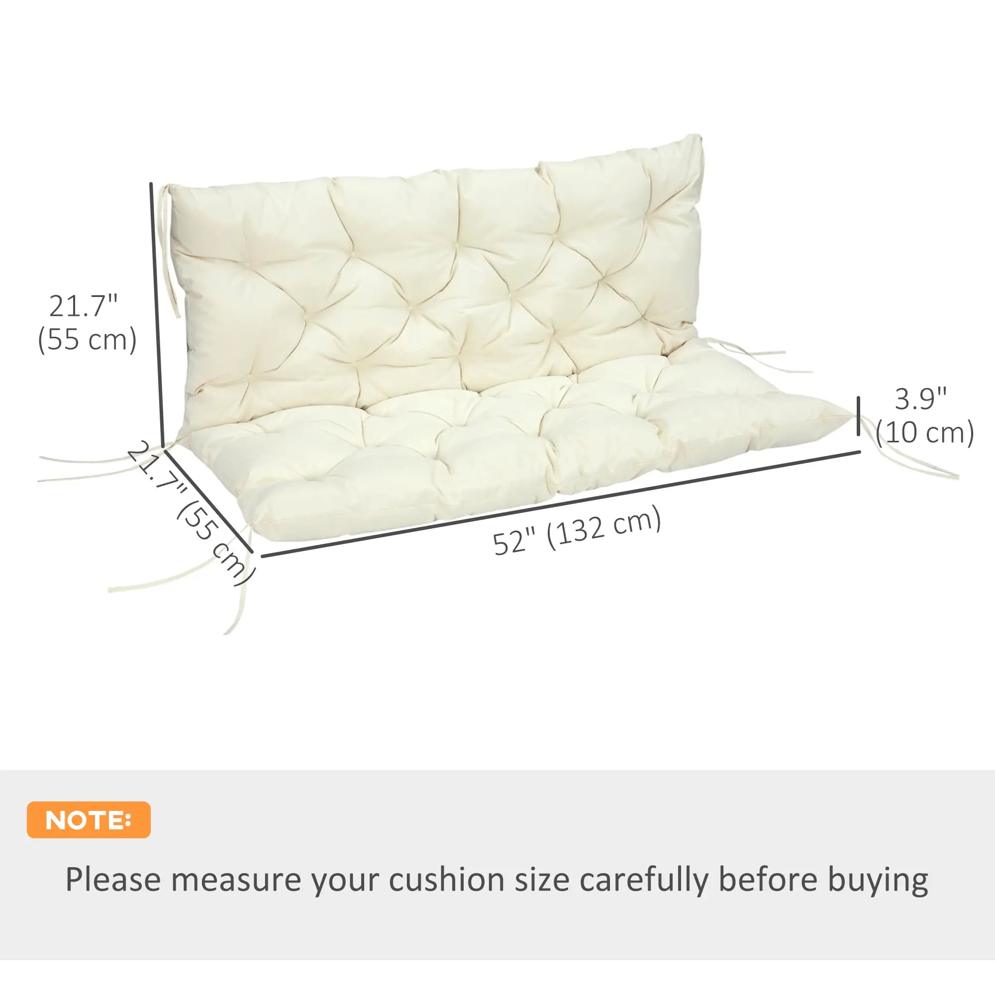 2 Seater Garden Bench Cushion, Outdoor Non-Slip Pad, 52