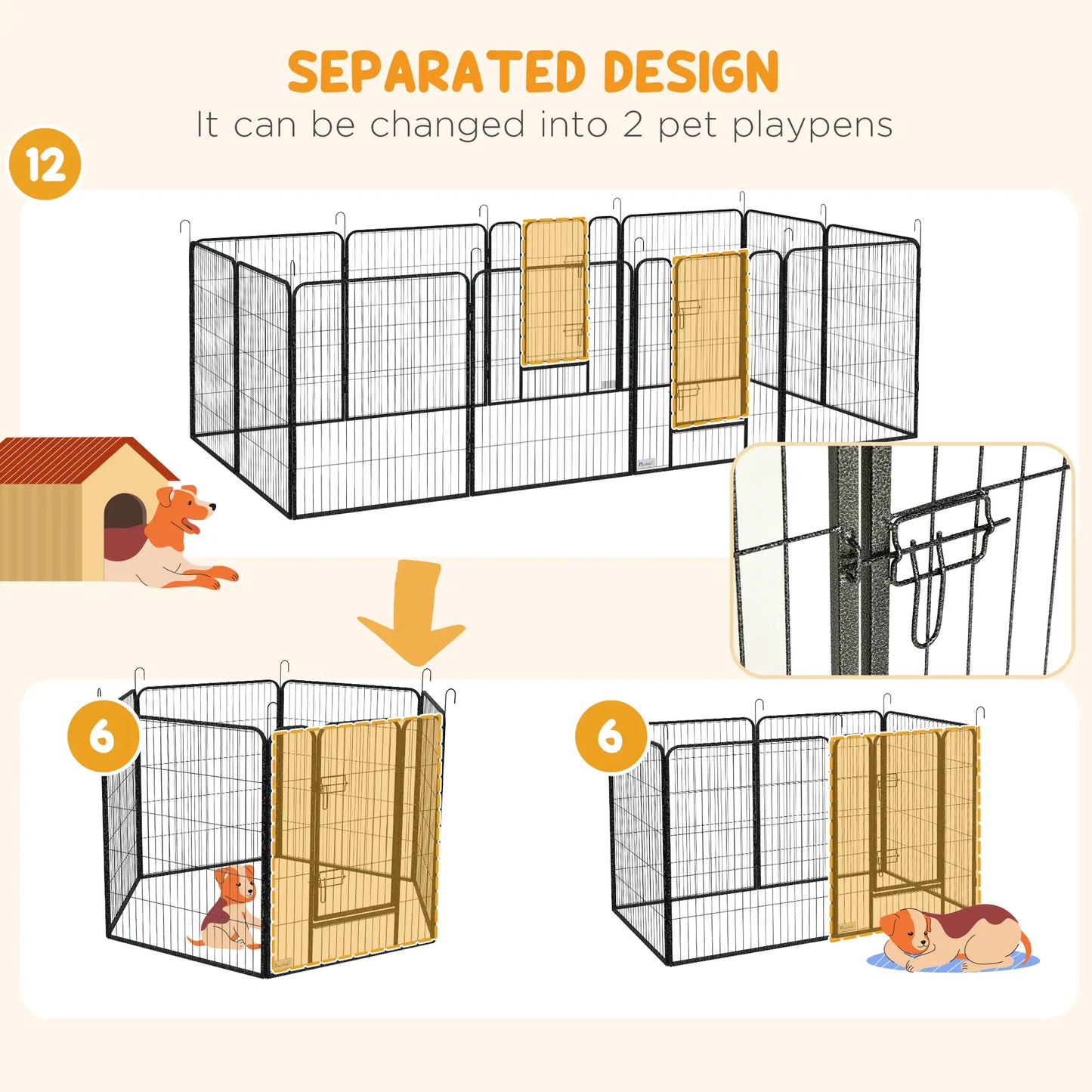 Dog Pen With Gate, 12 Panels Puppy Playpen, 39"H Houses, Kennels & Pens at Gallery Canada