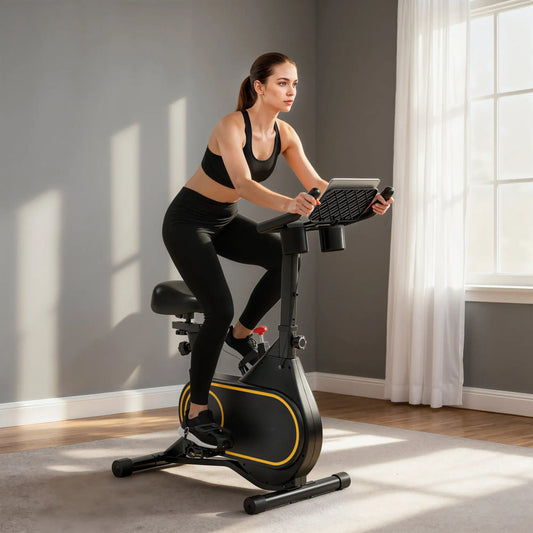 Magnetic Resistance Exercise Bike, LCD Display, Low Noise, Indoor Cycling Bike Exercise & Stationary Bikes Black at Gallery Canada