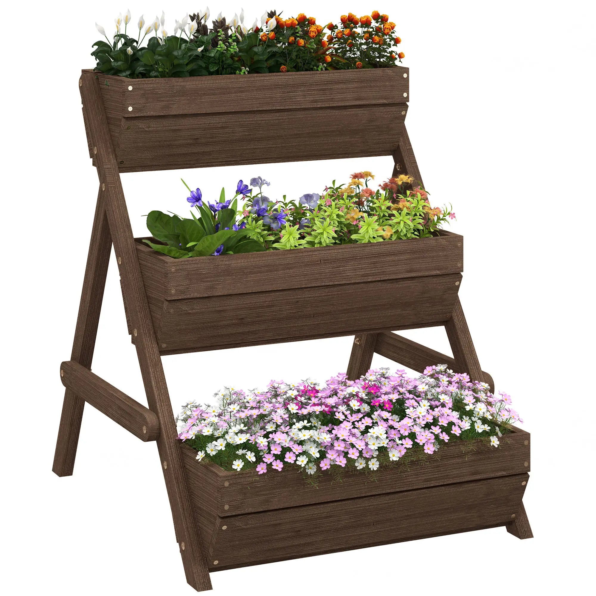 3 Tier Elevated Planter Box, Wooden Raised Garden Bed, 26