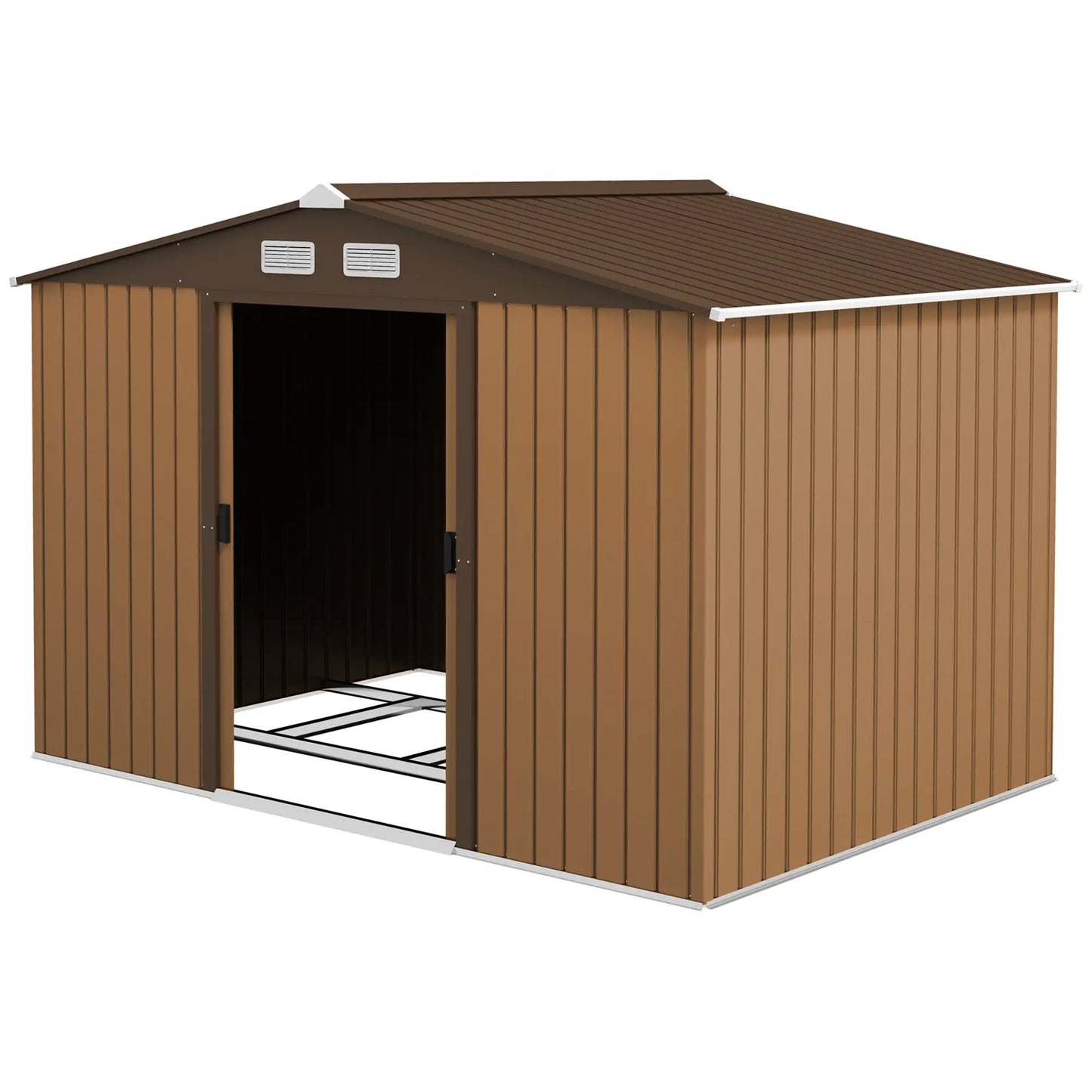9.1'x6.4'x6.3' Garden Storage Shed, Metal Tool House, Double Doors, Dark Grey Yellow Sheds at Gallery Canada