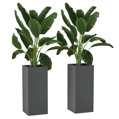 2 Pack 26 Inch Plastic Planter Box, Water Level Indicator, Dark Grey Garden Accessories at Gallery Canada