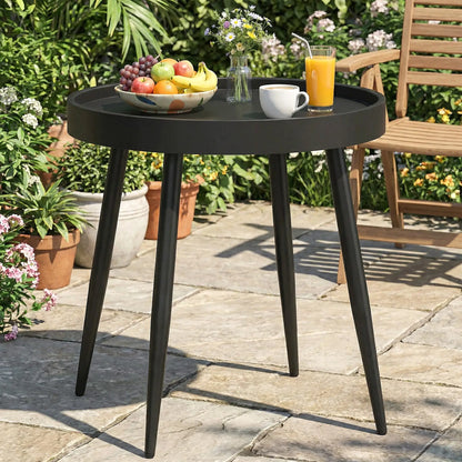 19.5" Round Patio Table, Small Outdoor Coffee Side Table, Black Patio Side Tables at Gallery Canada