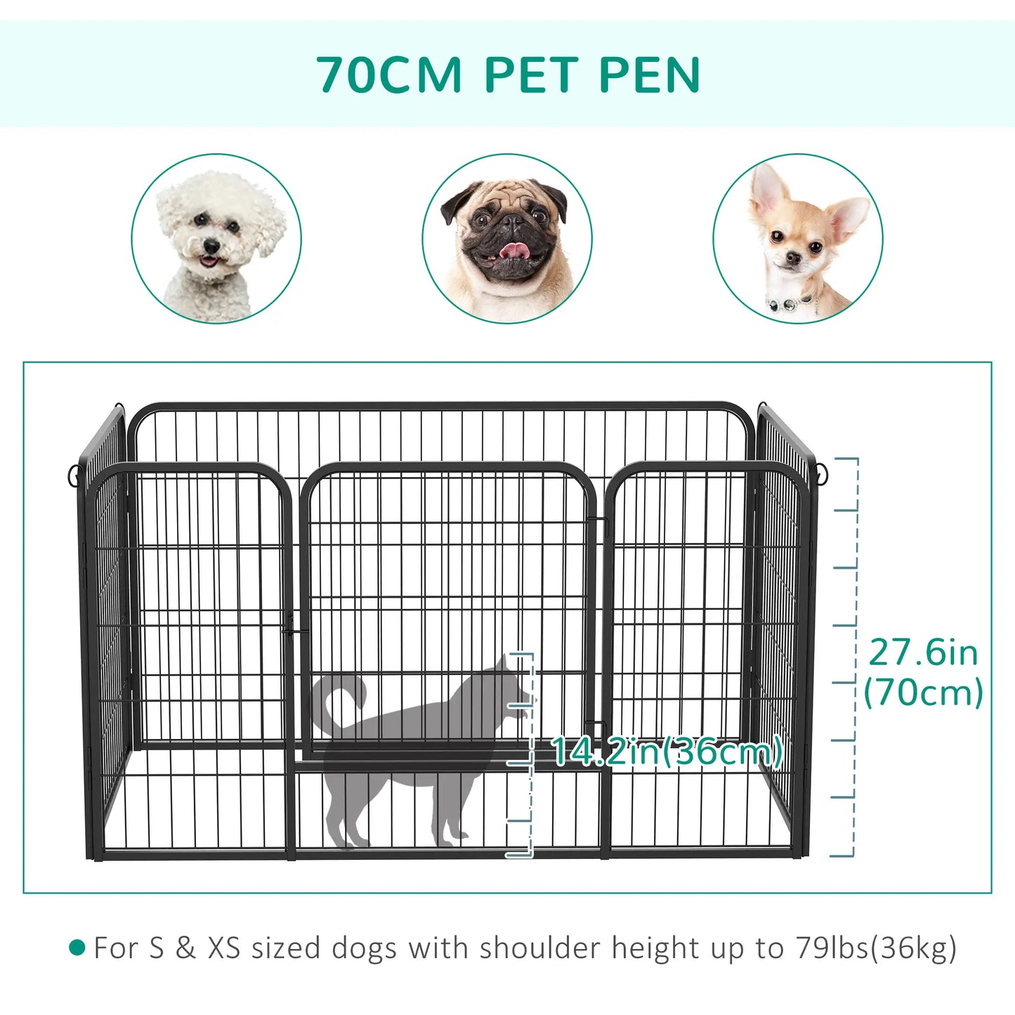 32"W 4-Panel Metal Dog Playpen, Indoor Outdoor Pet Fence, Black Houses, Kennels & Pens at Gallery Canada