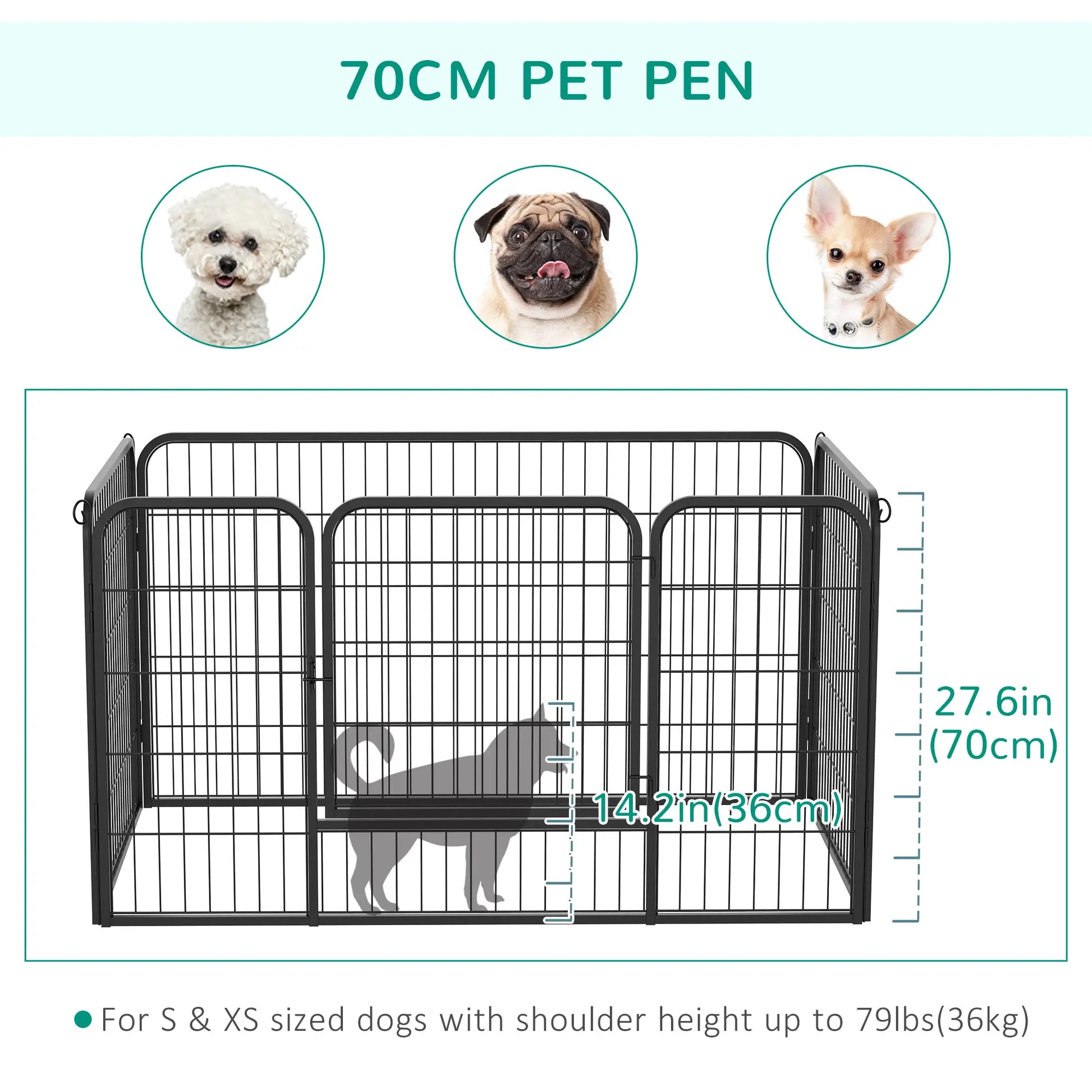 32"W 4-Panel Metal Dog Playpen, Indoor Outdoor Pet Fence, Black Houses, Kennels & Pens at Gallery Canada
