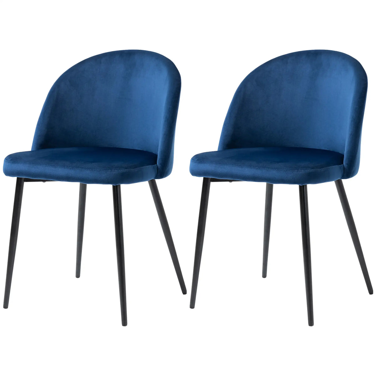 Set of 2 Mid-Back Dining Chairs, Velvet Upholstery, Dark Blue Bar Stools at Gallery Canada