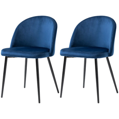 Set of 2 Mid-Back Dining Chairs, Velvet Upholstery, Dark Blue Bar Stools at Gallery Canada