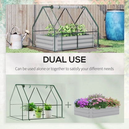 Steel Outdoor Raised Garden Bed, Greenhouse Cover, Roll Up Door, 50"x37.4"x36.2", Clear Mini Greenhouses at Gallery Canada