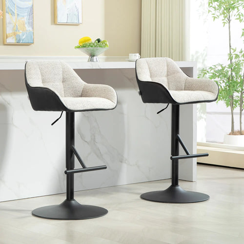 Swivel Counter Height Barstools Set of 2, Adjustable Height, Light Grey