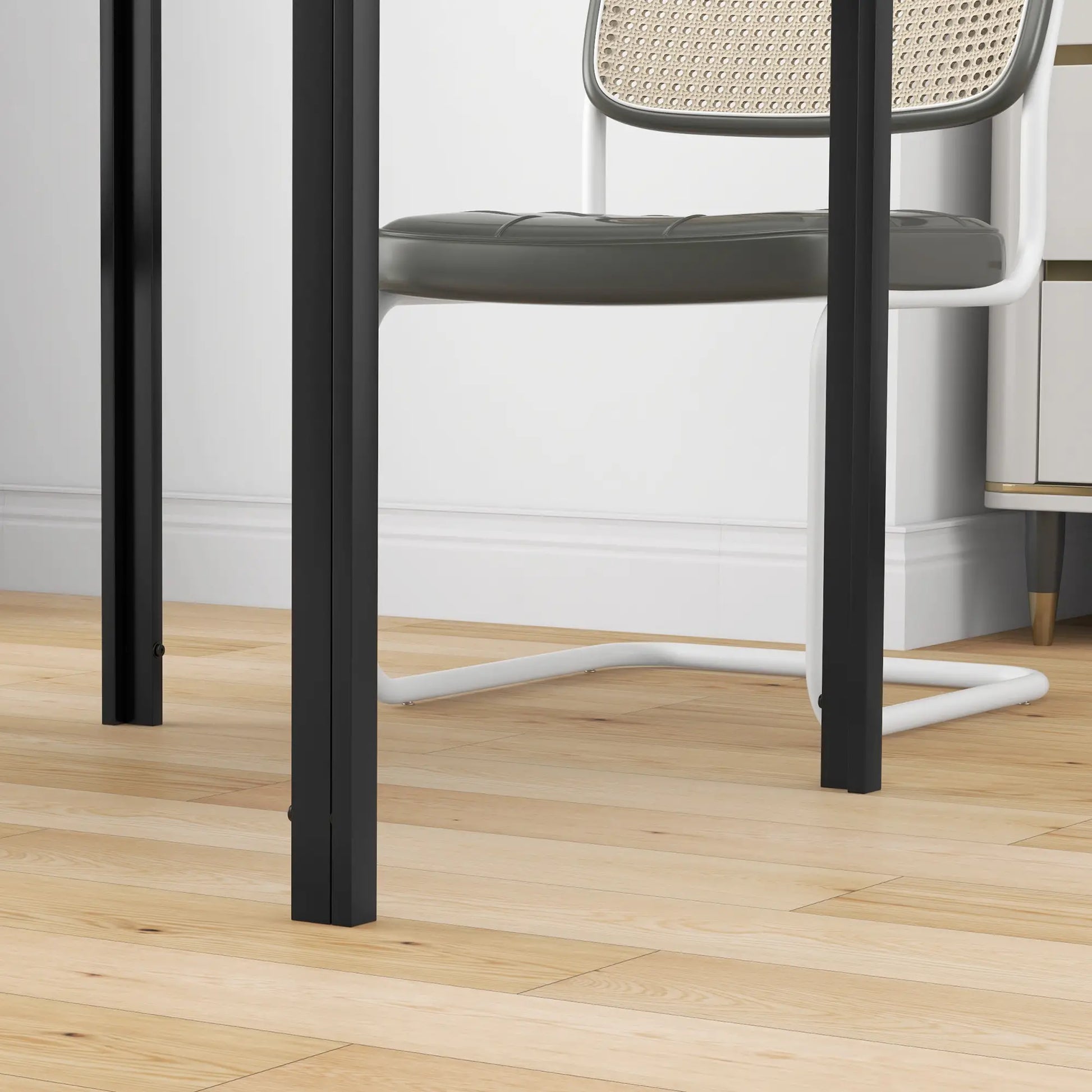 Square Kitchen Table, Glass Top, Steel Legs, 2-4 People, Black Dining Tables at Gallery Canada